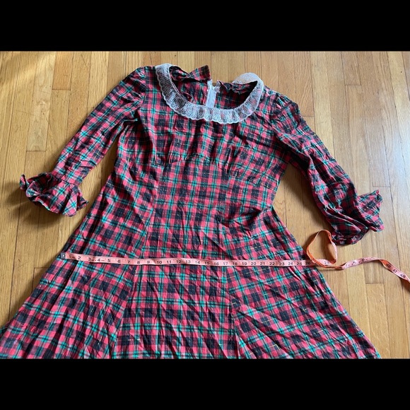 70s Vintage Volup Plus Size Plaid Prairie Holiday Dress - Picture 8 of 10